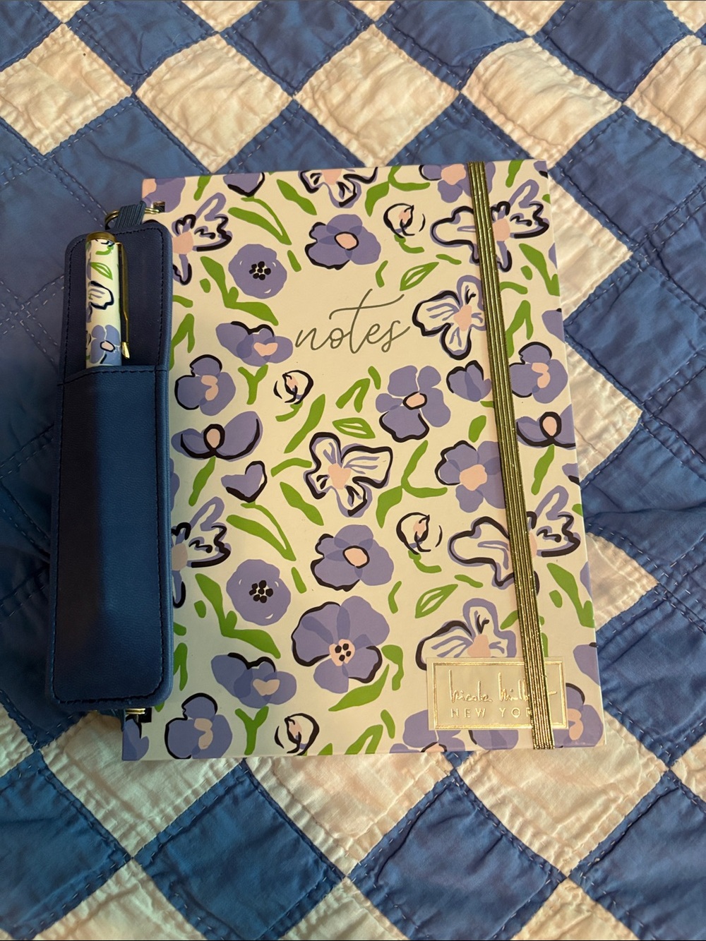 Nicole Miller Purple & Green Floral Notes Notebook with Pen Loop